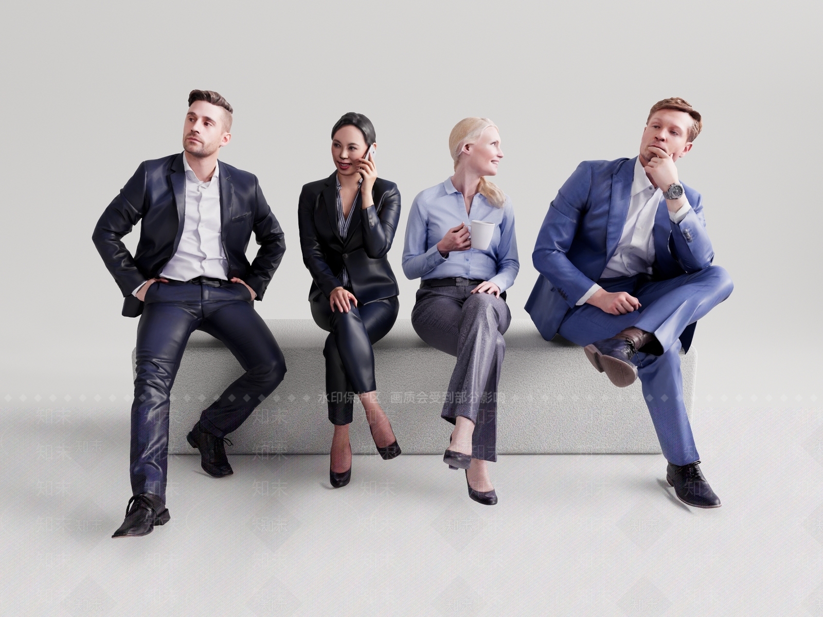现代商务坐姿人物SU模型下载【ID:1106557423】