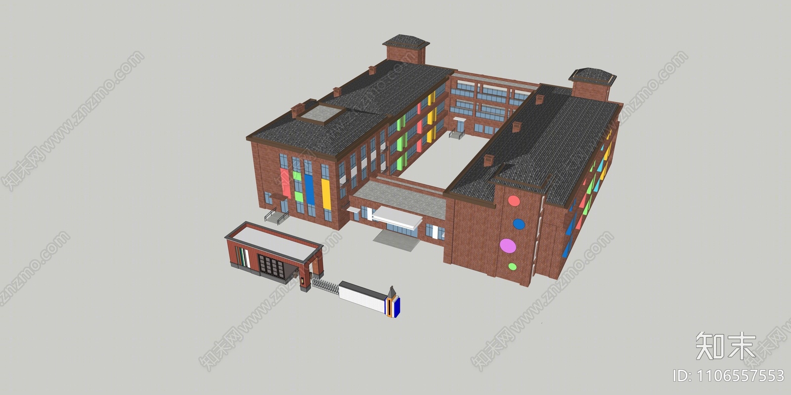 简欧学院风幼儿园SU模型下载【ID:1106557553】