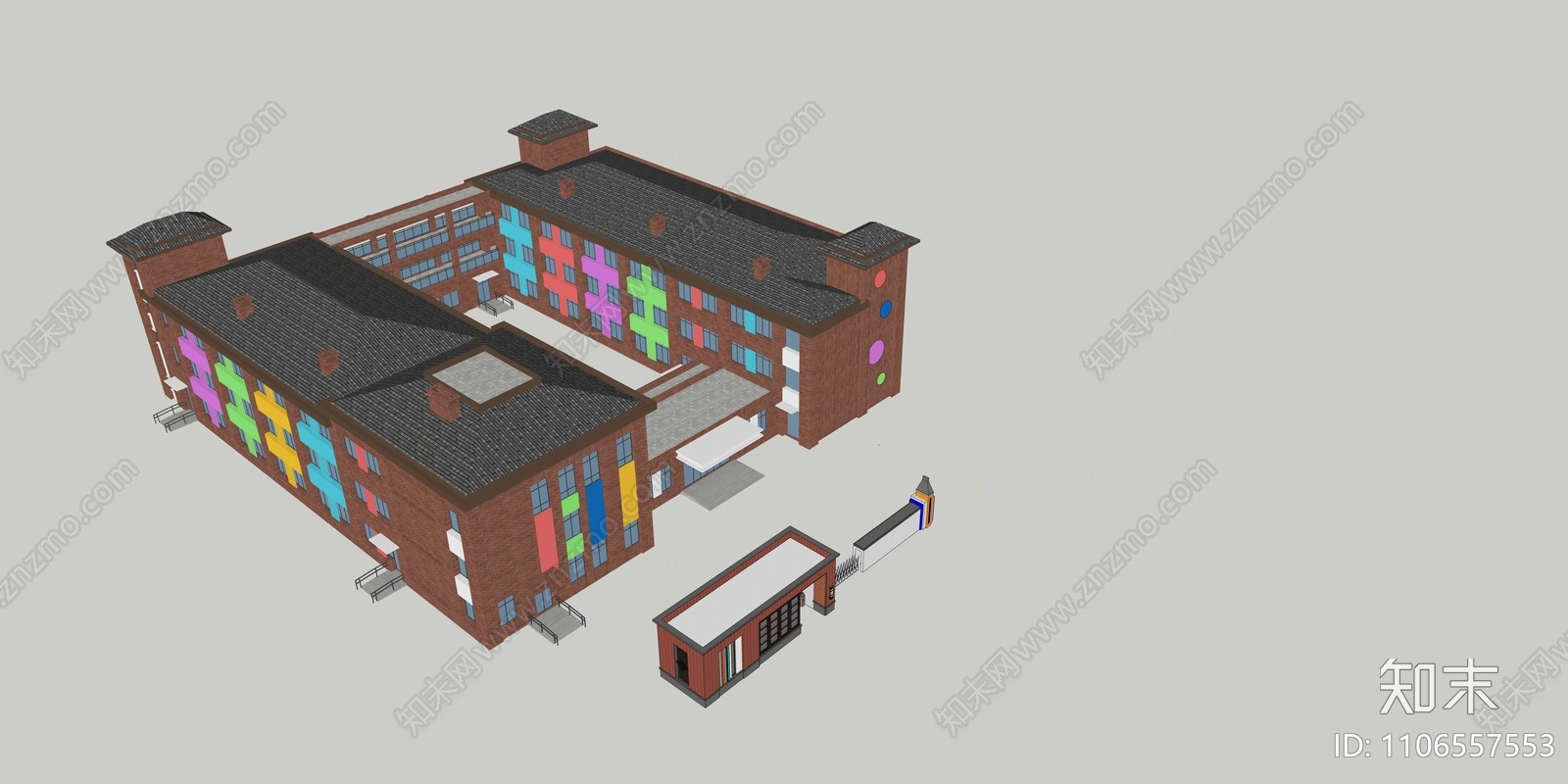 简欧学院风幼儿园SU模型下载【ID:1106557553】