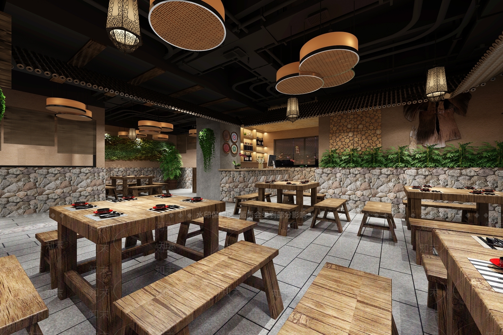 中式火锅店3D模型下载【ID:1106563645】