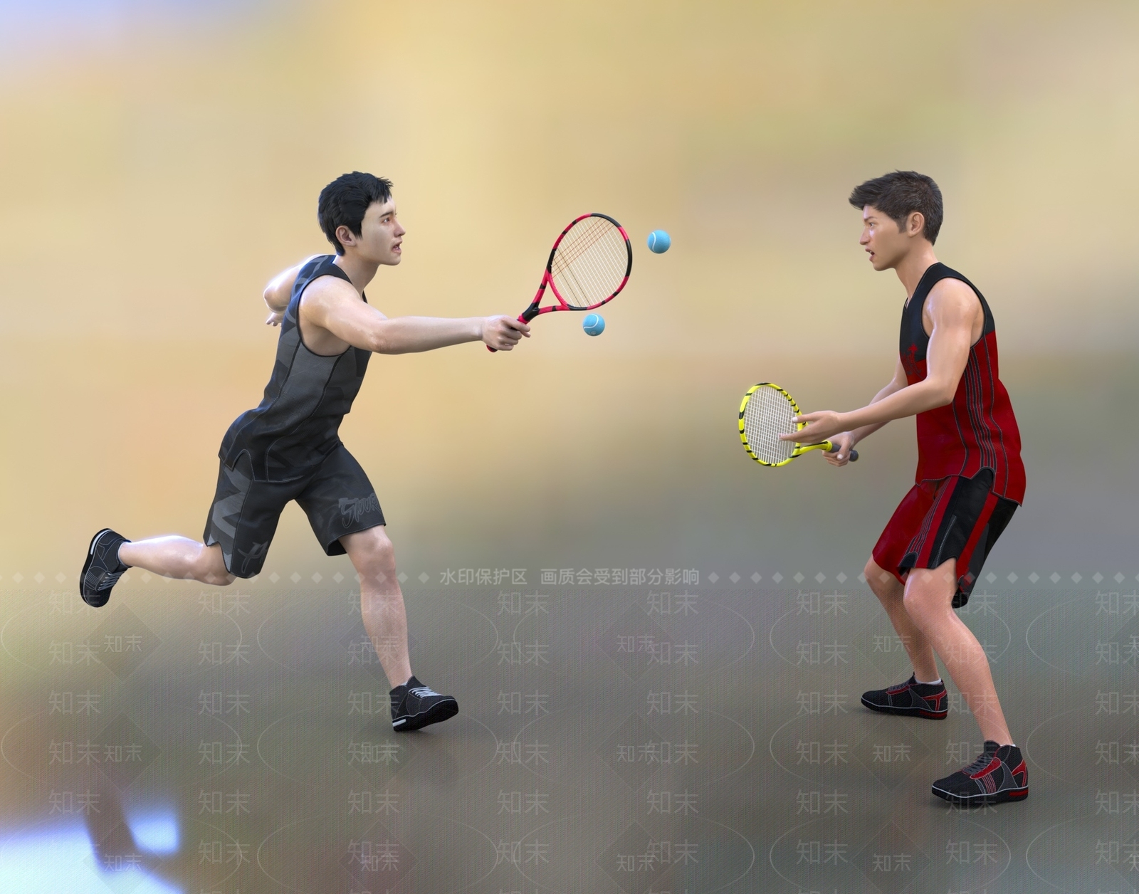 现代打网球男人3D模型下载【ID:1106570435】