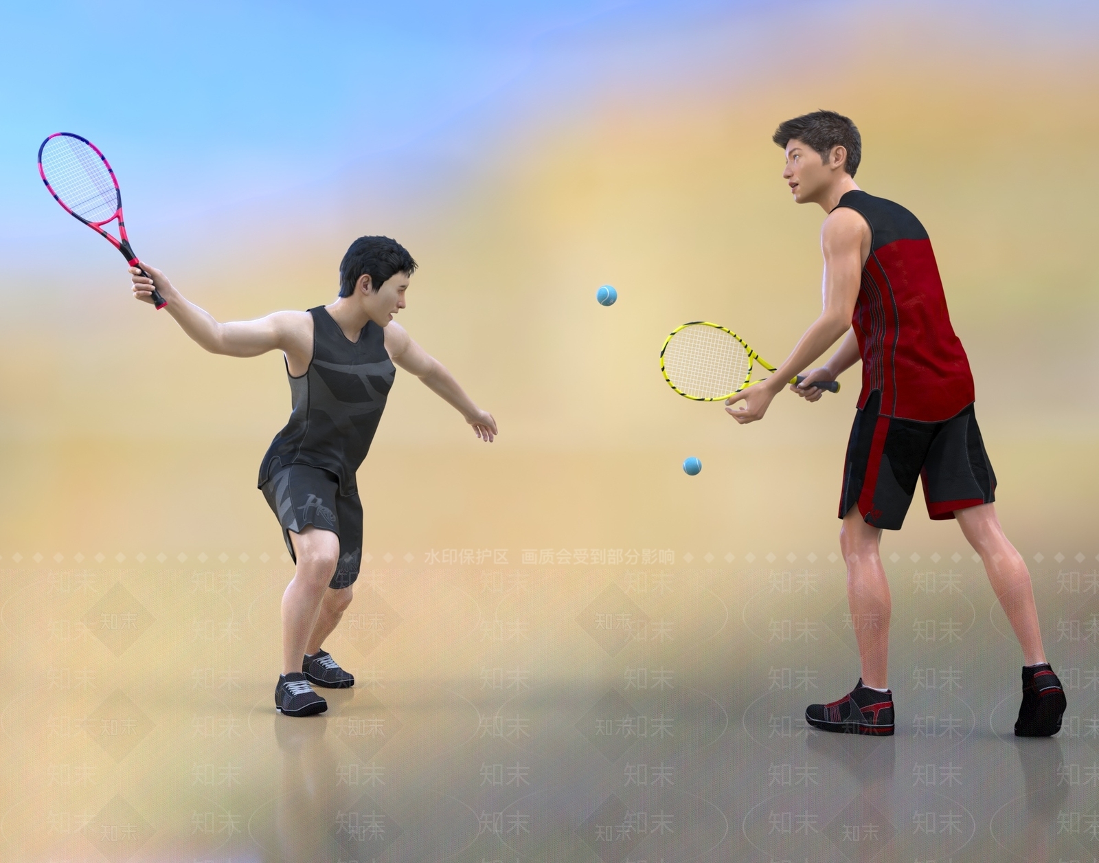 现代打网球男人3D模型下载【ID:1106570458】