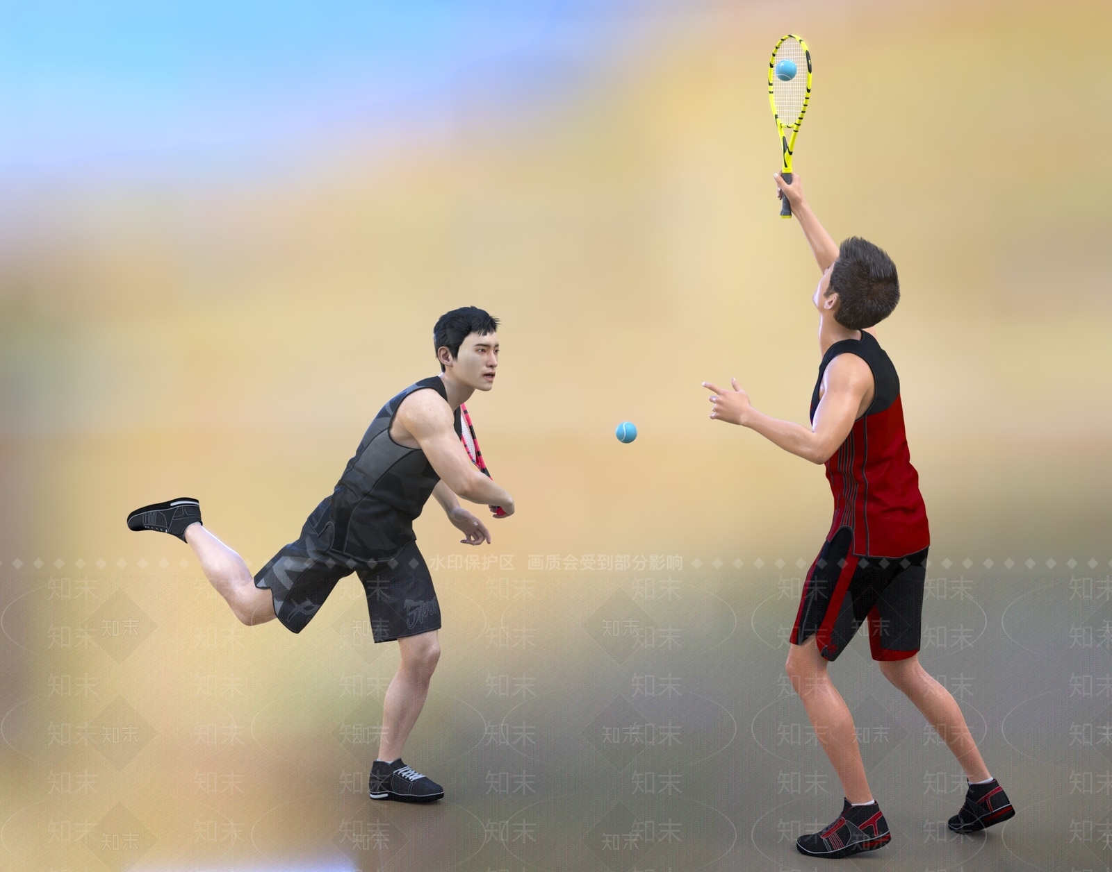 现代打网球男人3D模型下载【ID:1106570542】