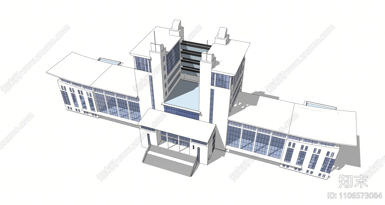 现代图书馆建筑SU模型下载【ID:1106573084】