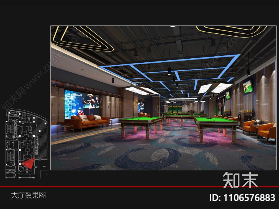 台球图纸cad施工图下载【ID:1106576883】