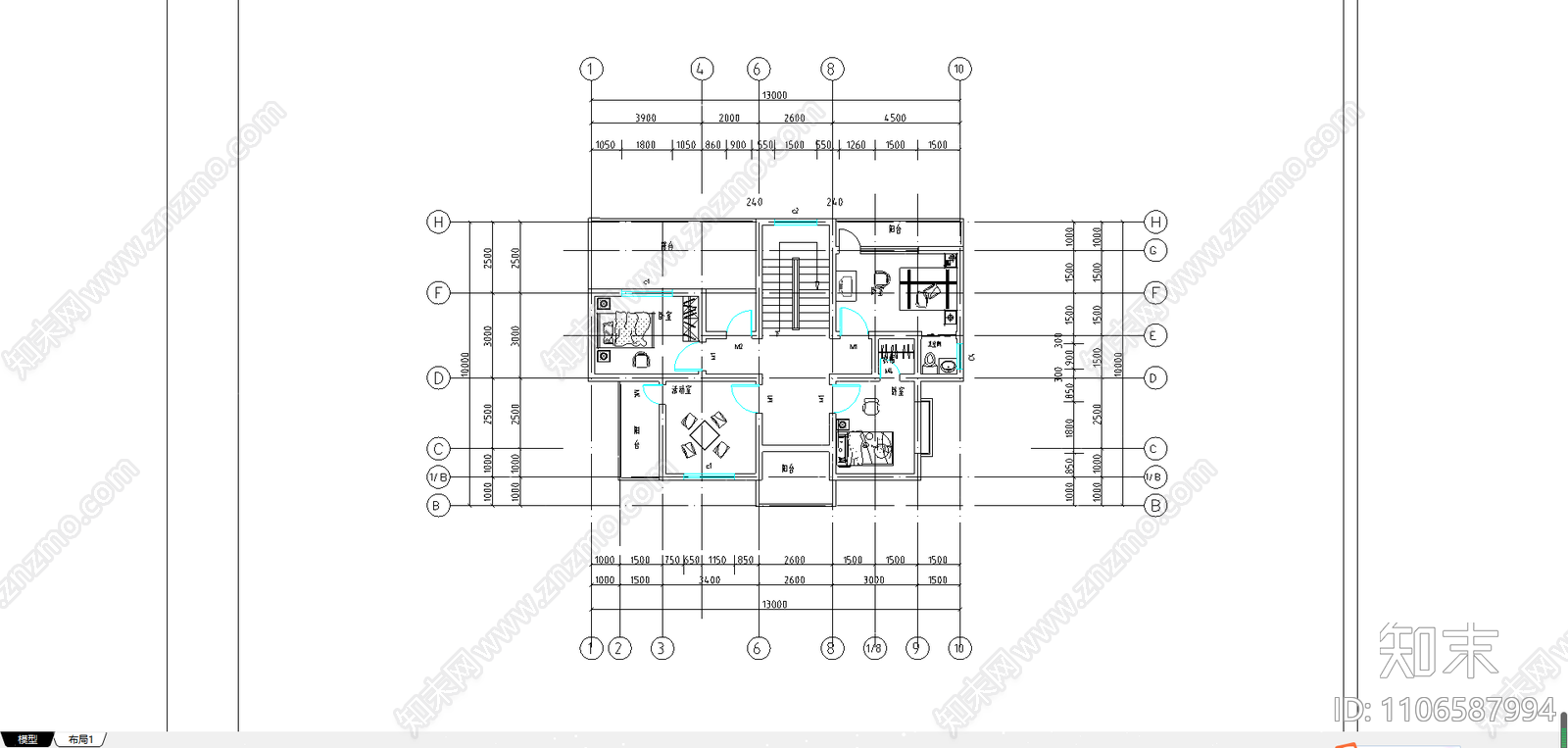 小别墅设计方案cad施工图下载【ID:1106587994】