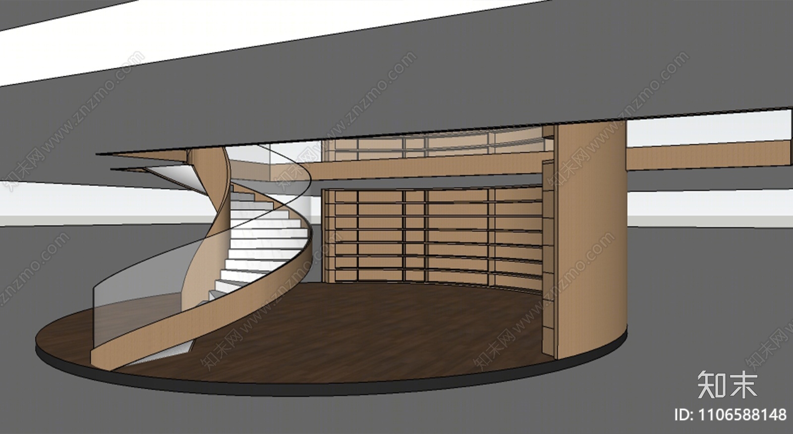 现代旋转楼梯间SU模型下载【ID:1106588148】