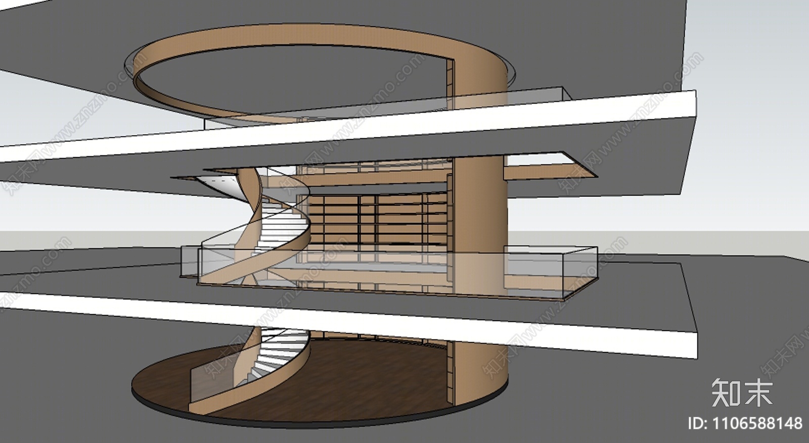 现代旋转楼梯间SU模型下载【ID:1106588148】