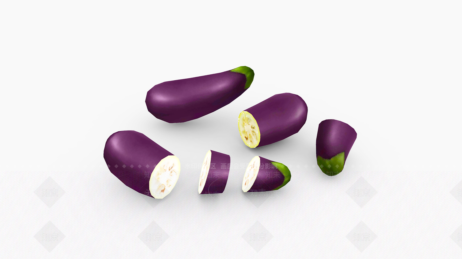 现代紫茄子切片3D模型下载【ID:1106588308】