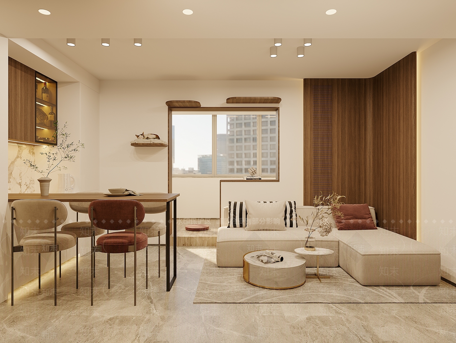 现代奶油风公寓3D模型下载【ID:1106589456】