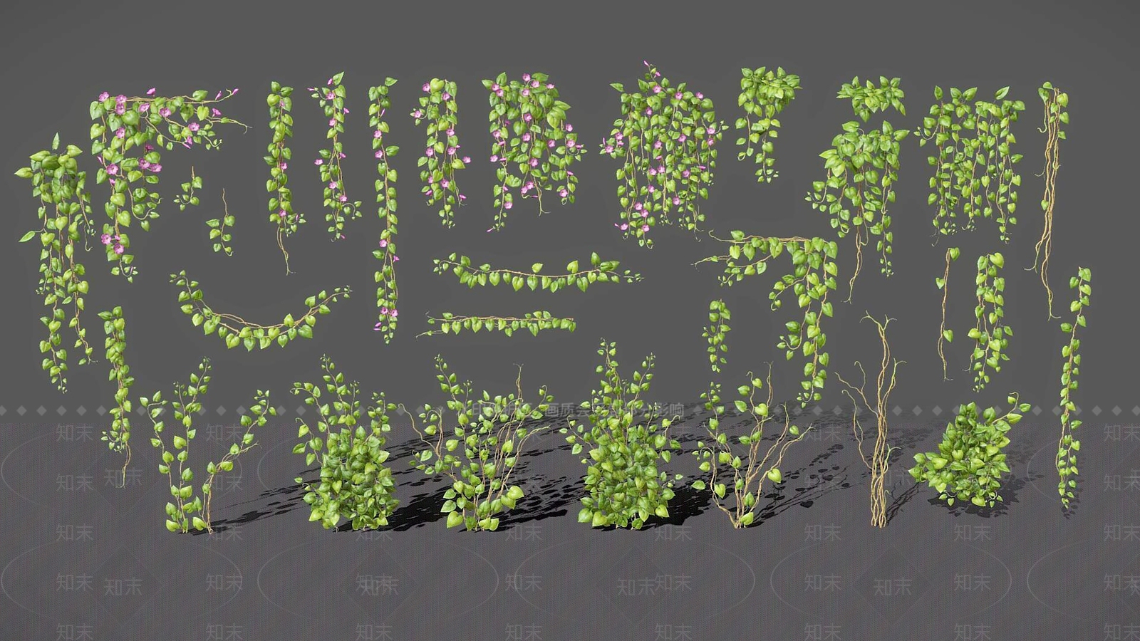 现代扶墙绿植3D模型下载【ID:1106591276】