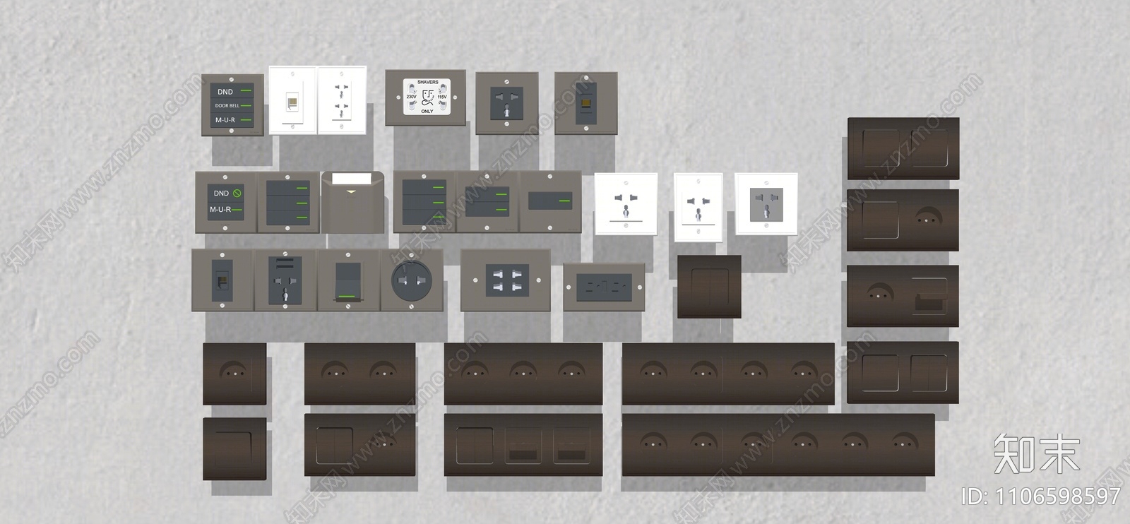 现代开关插座组合SU模型下载【ID:1106598597】