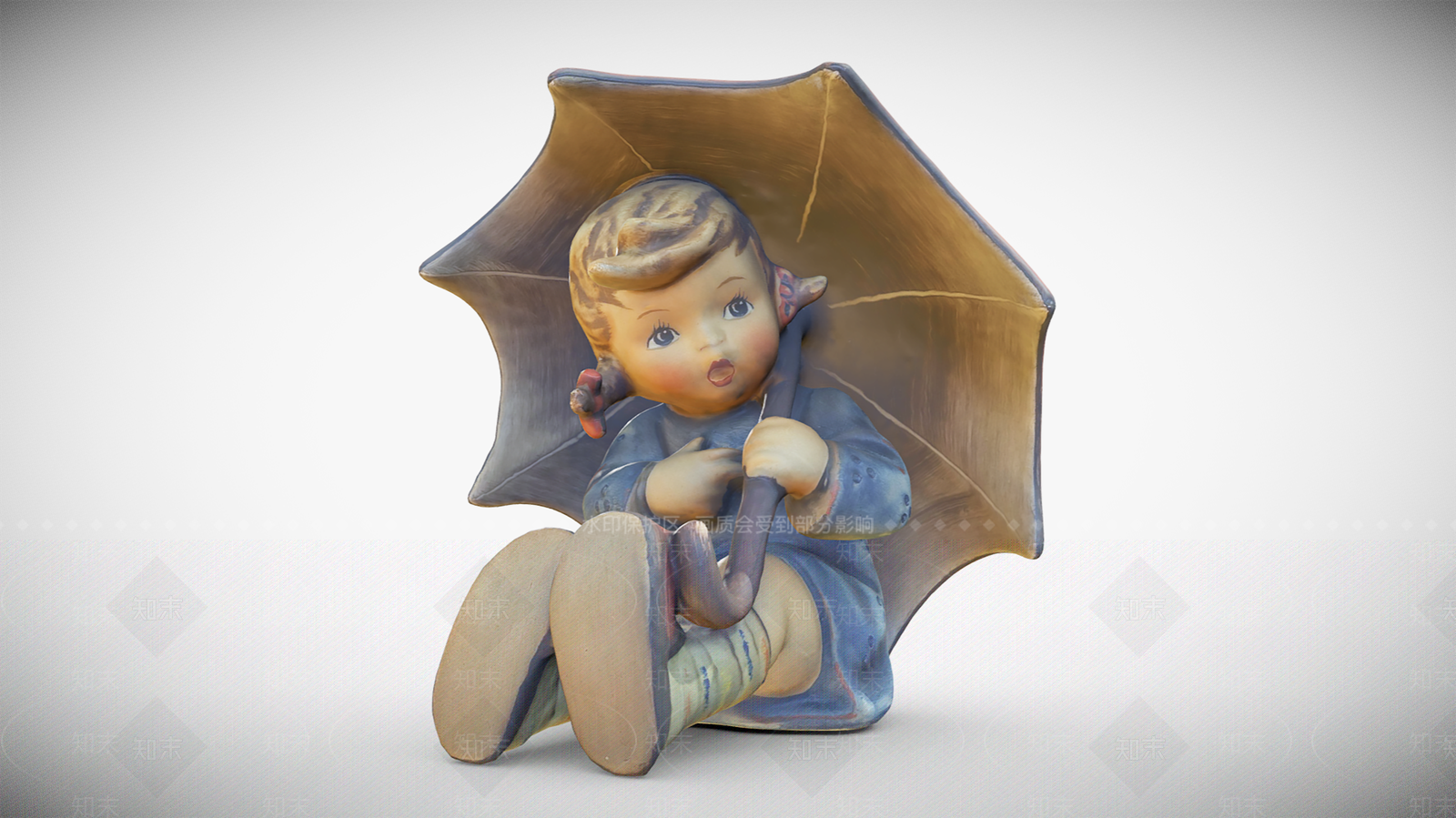 简欧伞女孩雕像3D模型下载【ID:1106598691】