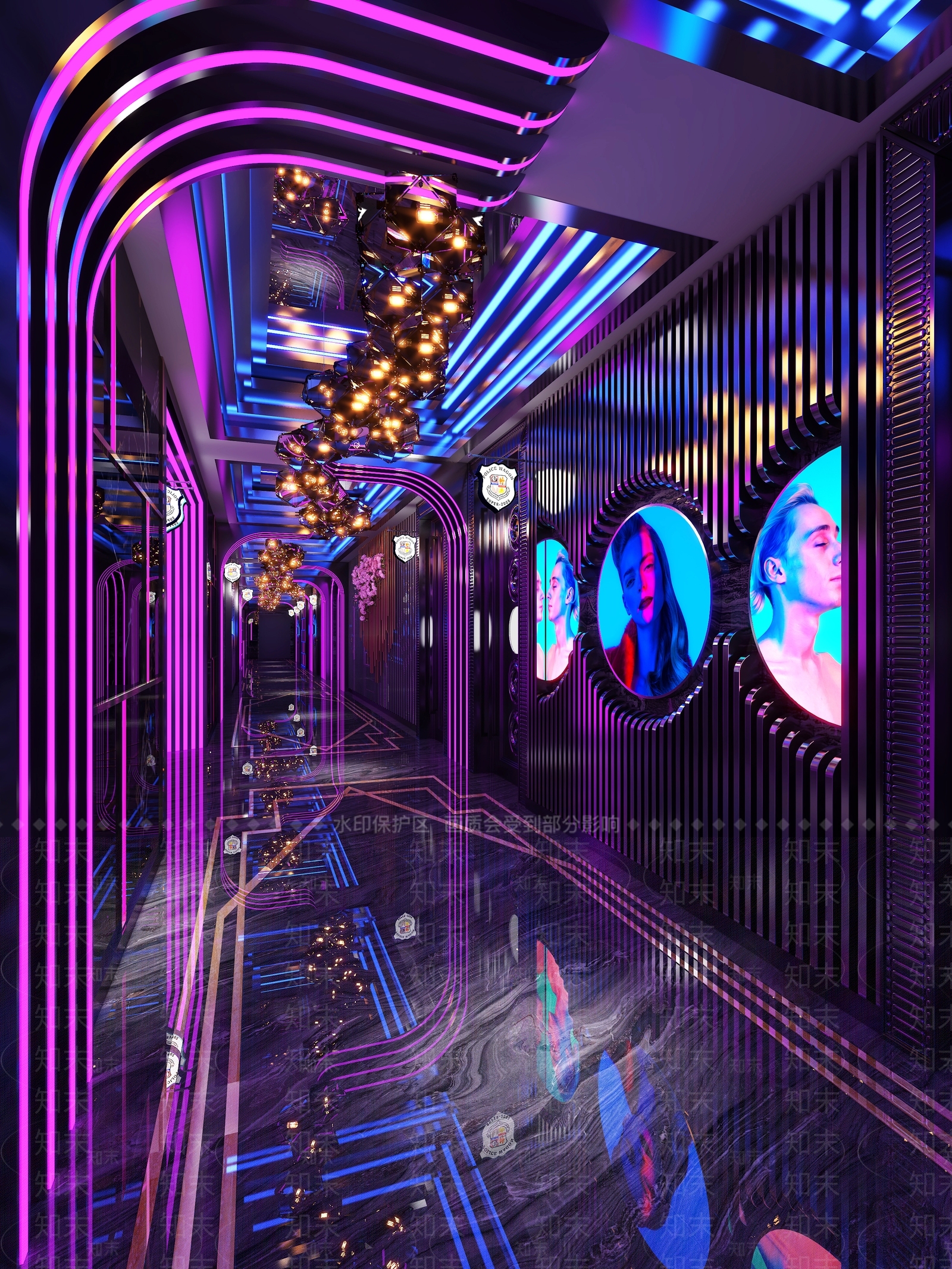 后现代夜店ktv过道3d模型下载