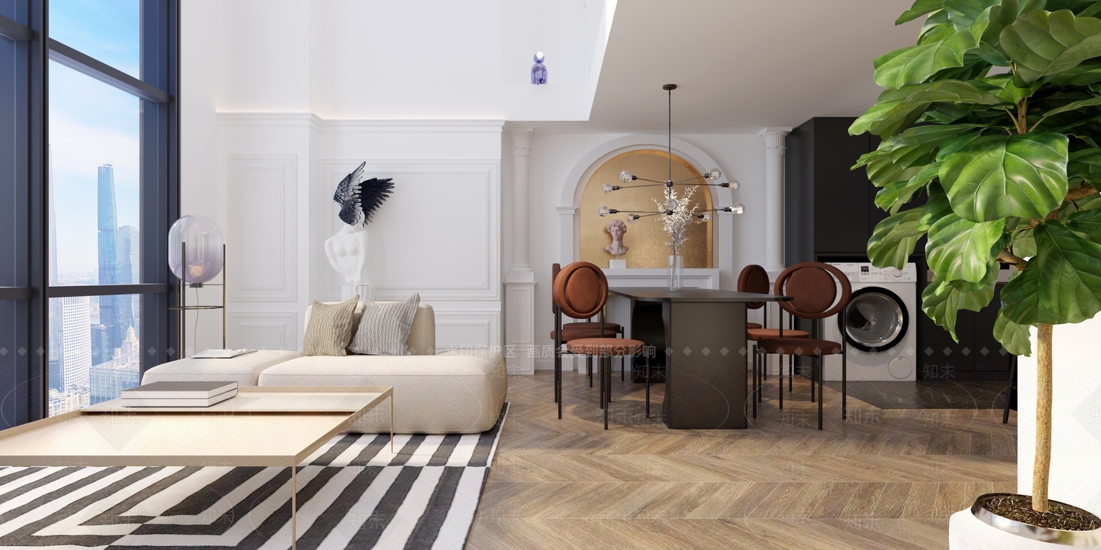 简欧loft单身公寓3D模型下载【ID:1106600694】