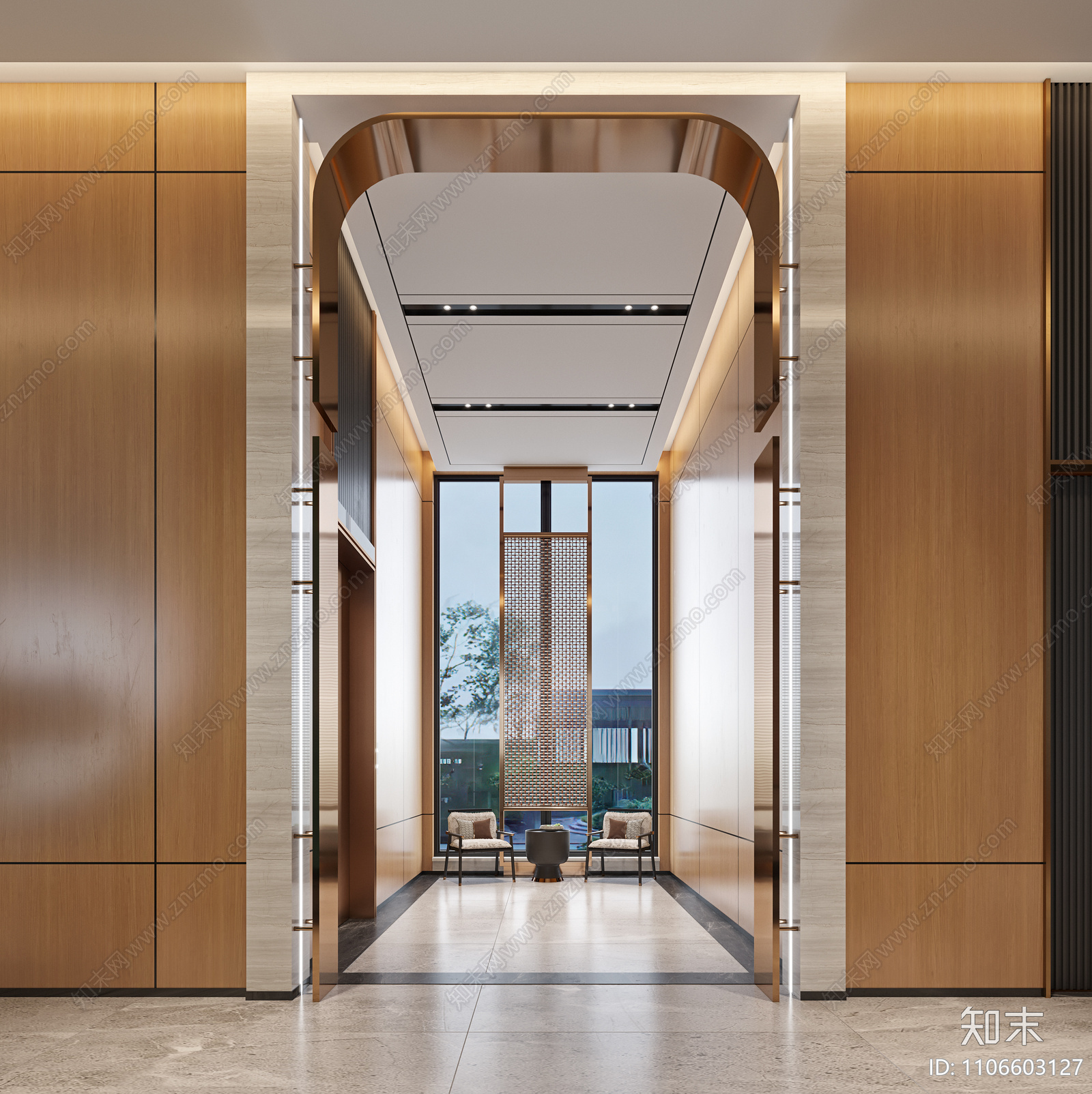 现代酒店大堂等候区3D模型下载【ID:1106603127】_知末3d模型网