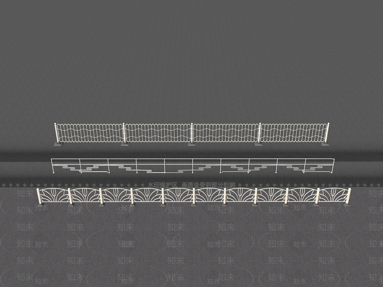 现代铁艺护栏3D模型下载【ID:1106605707】