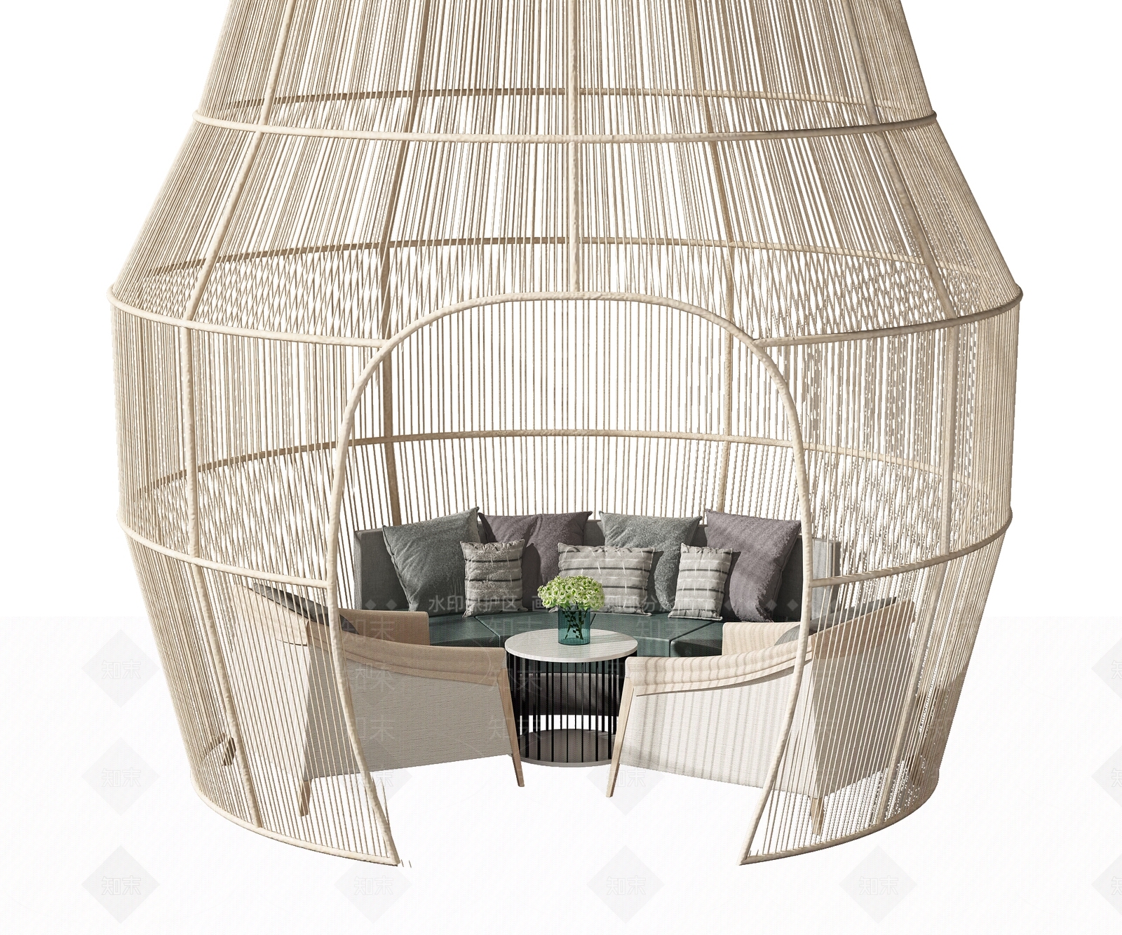 现代卡座沙发3D模型下载【ID:1106609640】