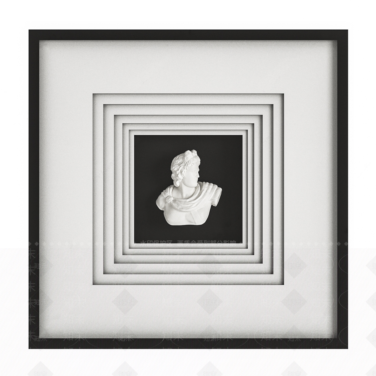 现代石膏雕塑装饰挂画SU模型下载【ID:1106613452】