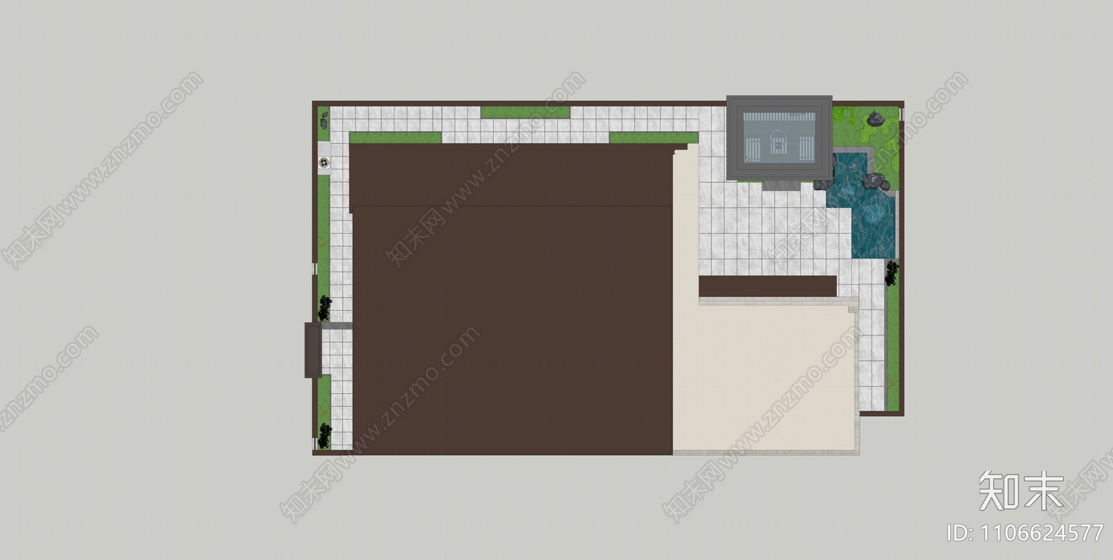 现代庭院花园SU模型下载【ID:1106624577】