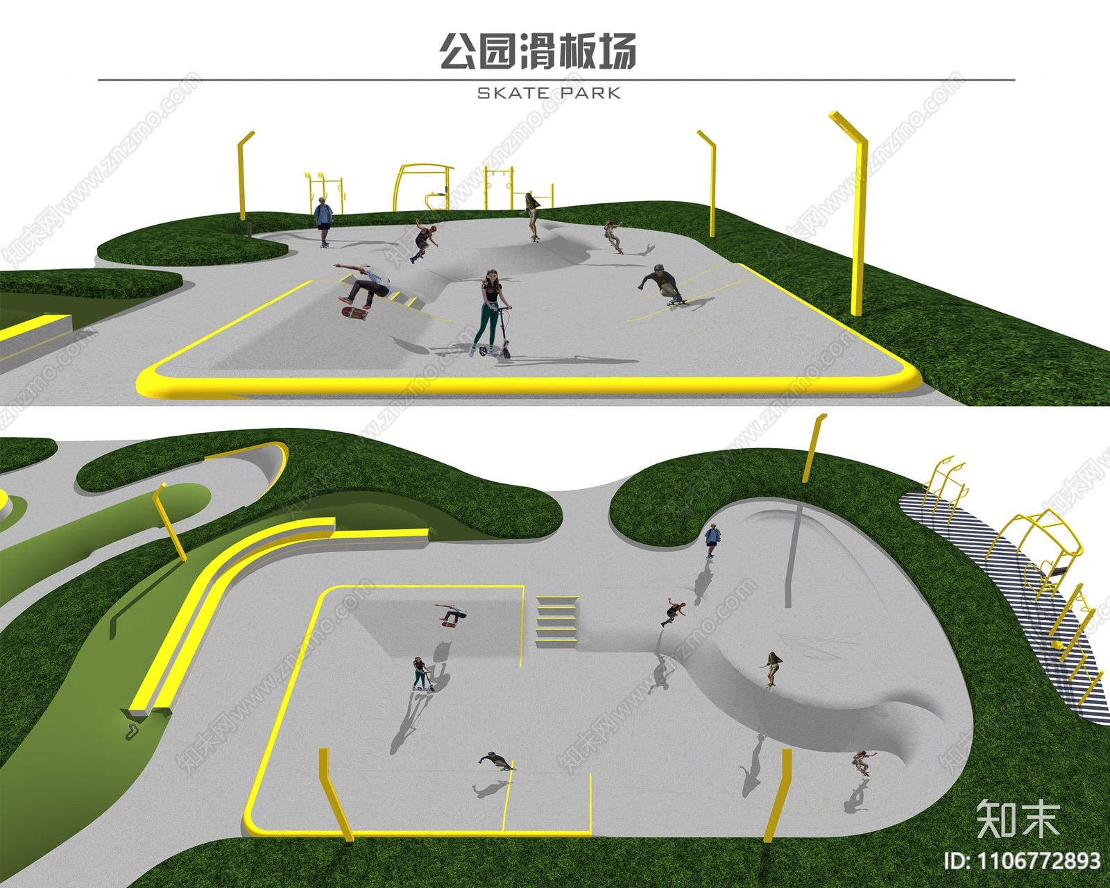 现代滑板场SU模型下载【ID:1106772893】