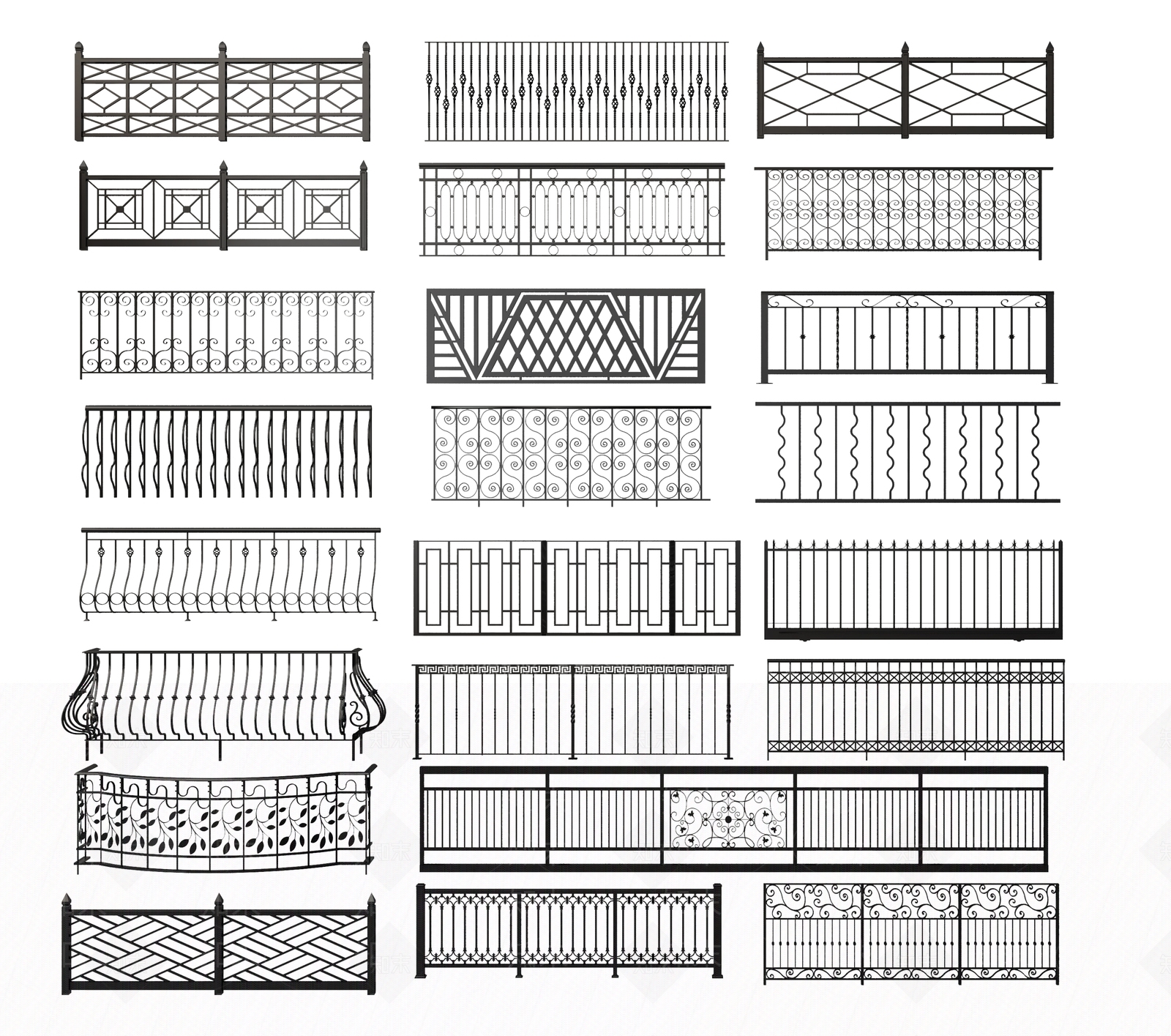 现代铁艺护栏3D模型下载【ID:1106626782】