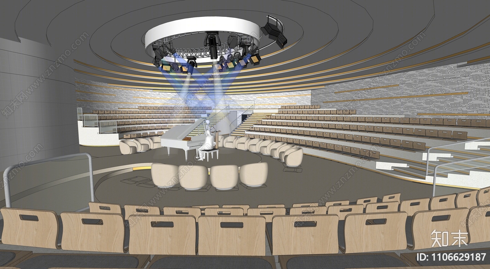 现代音乐厅SU模型下载【ID:1106629187】