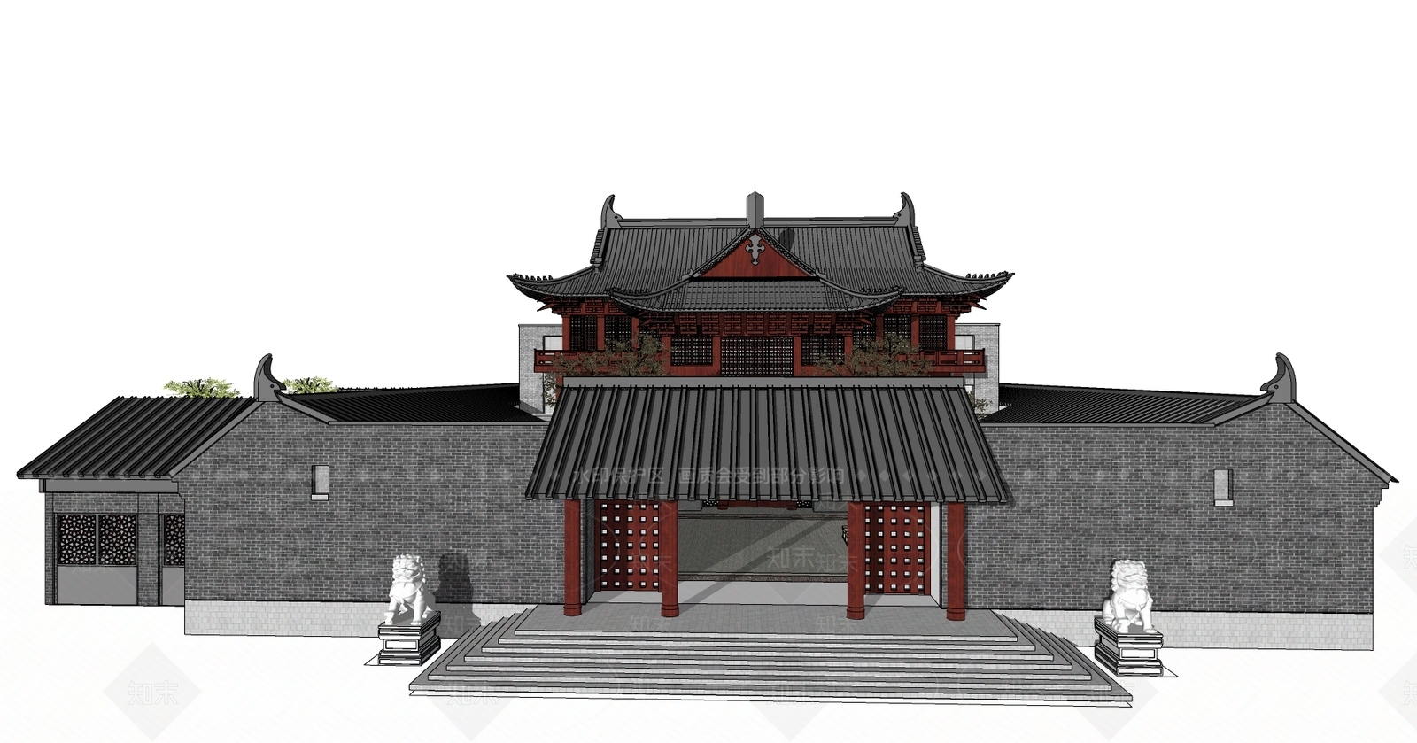 中式四合院SU模型下载【ID:1106632184】