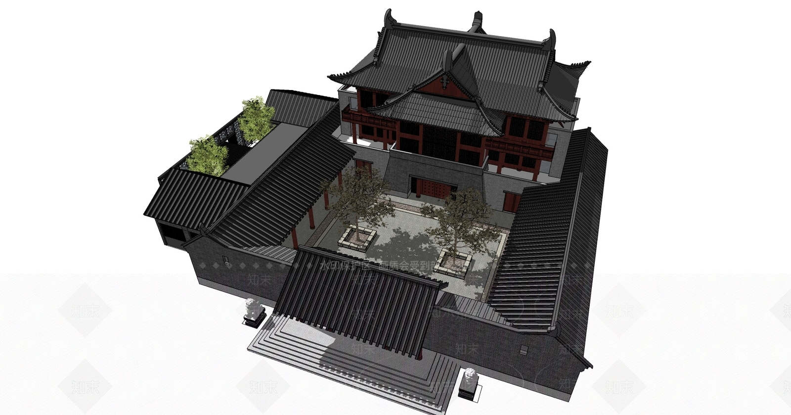 中式四合院SU模型下载【ID:1106632184】