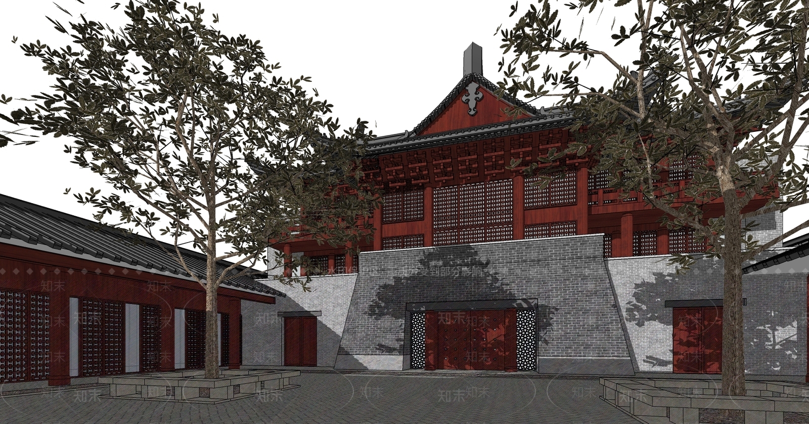 中式四合院SU模型下载【ID:1106632184】