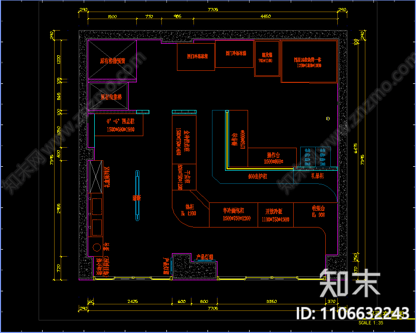 中式糕点店cad施工图下载【ID:1106632243】