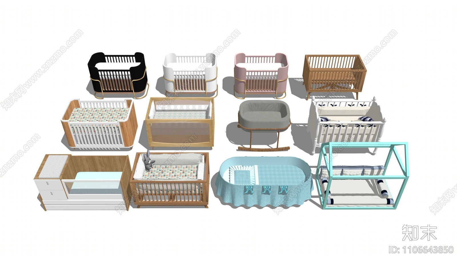 现代儿童床SU模型下载【ID:1106643850】