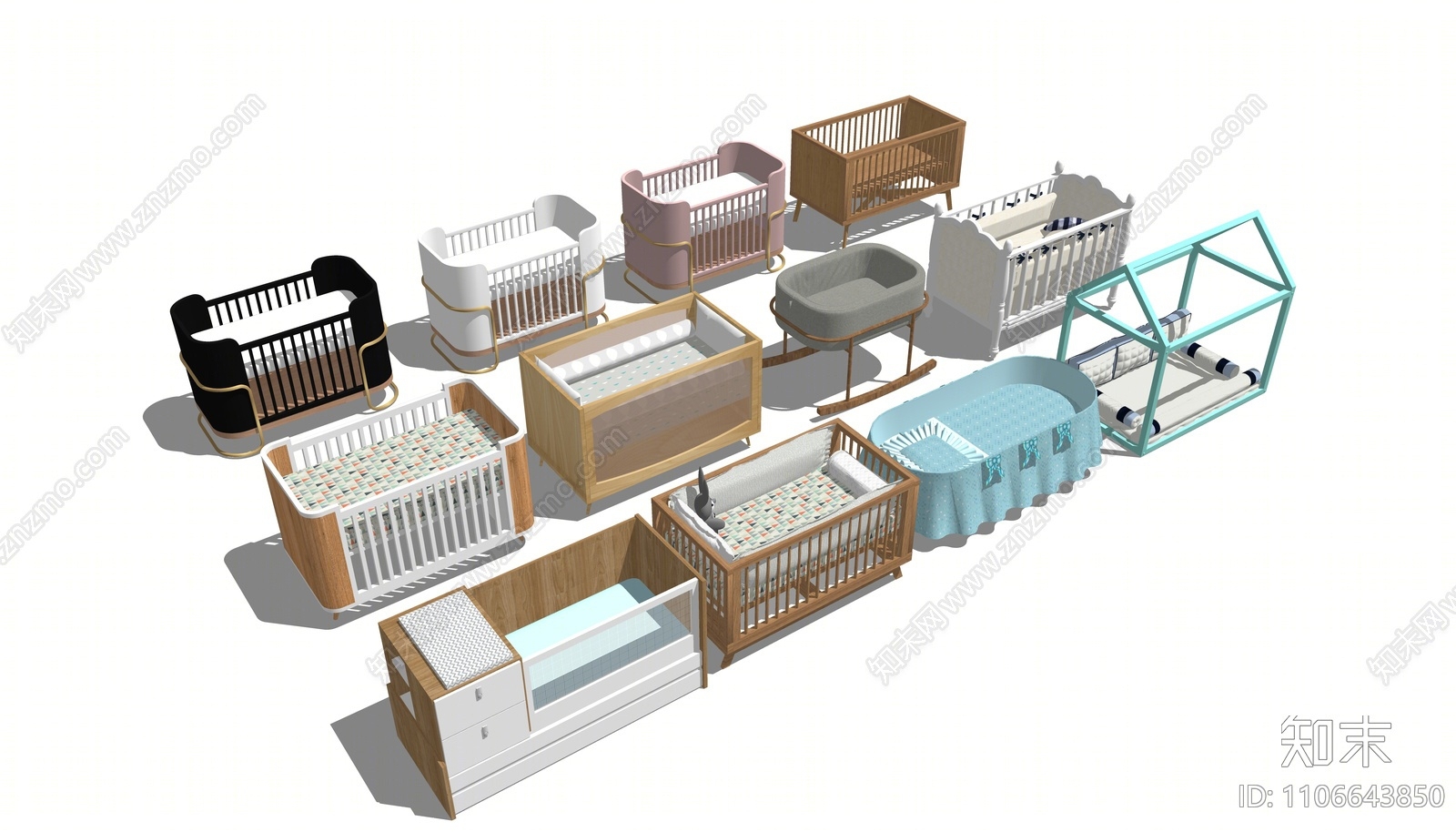 现代儿童床SU模型下载【ID:1106643850】