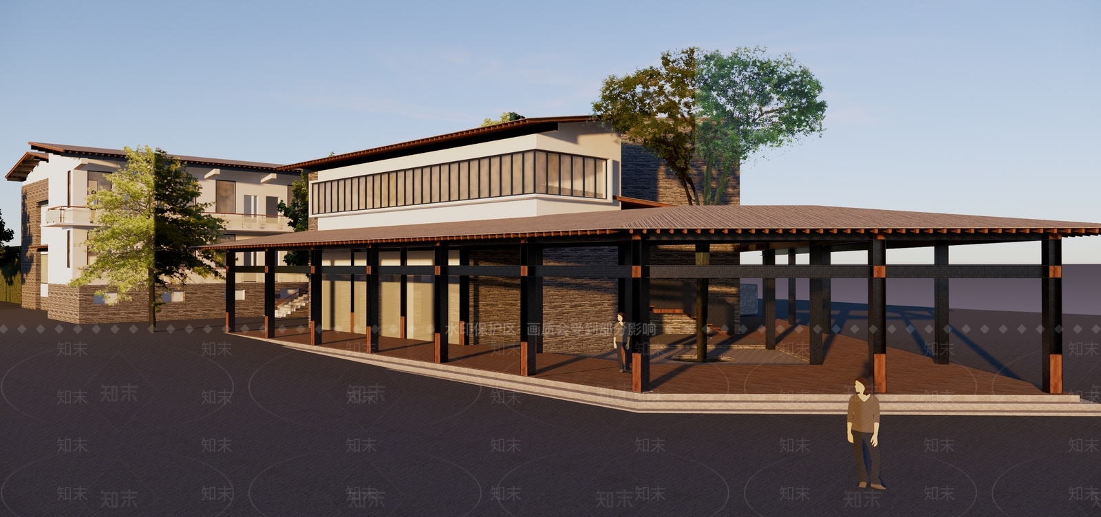 新中式游客服务中心SU模型下载【ID:1106653585】