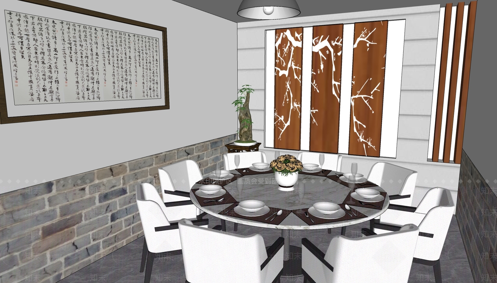 新中式包厢SU模型下载【ID:1106653698】