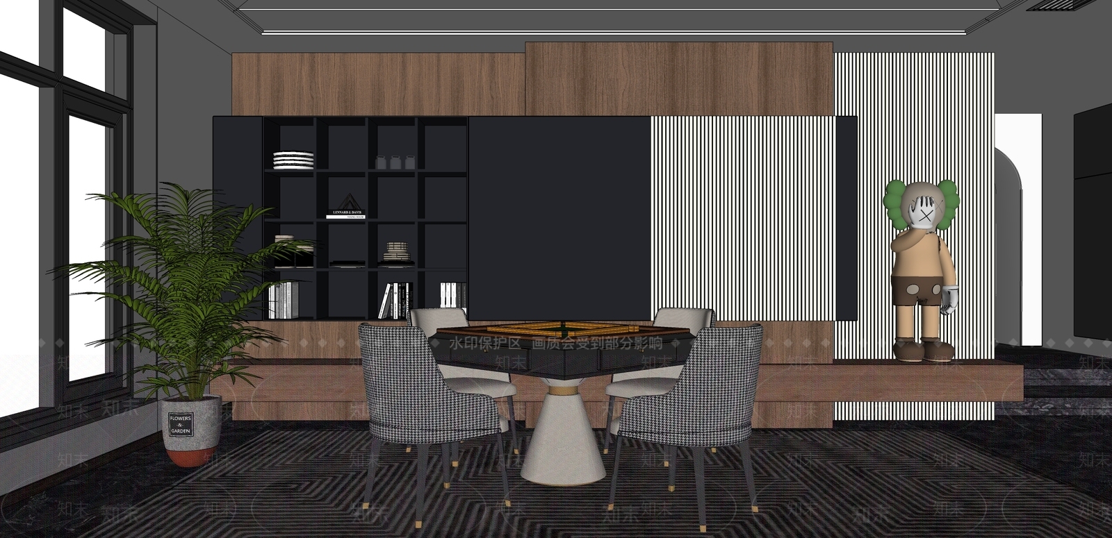 现代棋牌室SU模型下载【ID:1106666816】