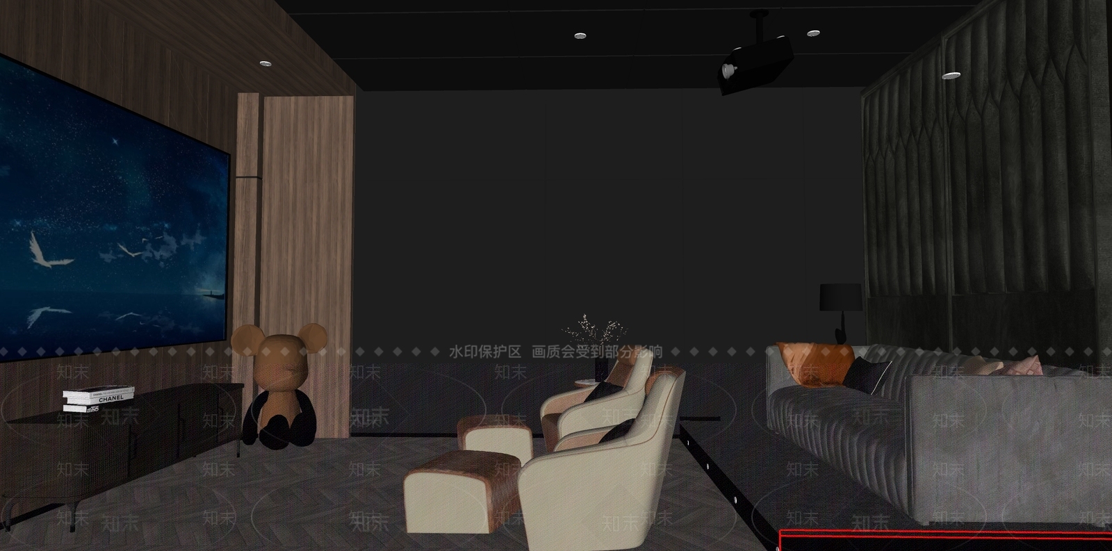 现代家庭影院SU模型下载【ID:1106667279】