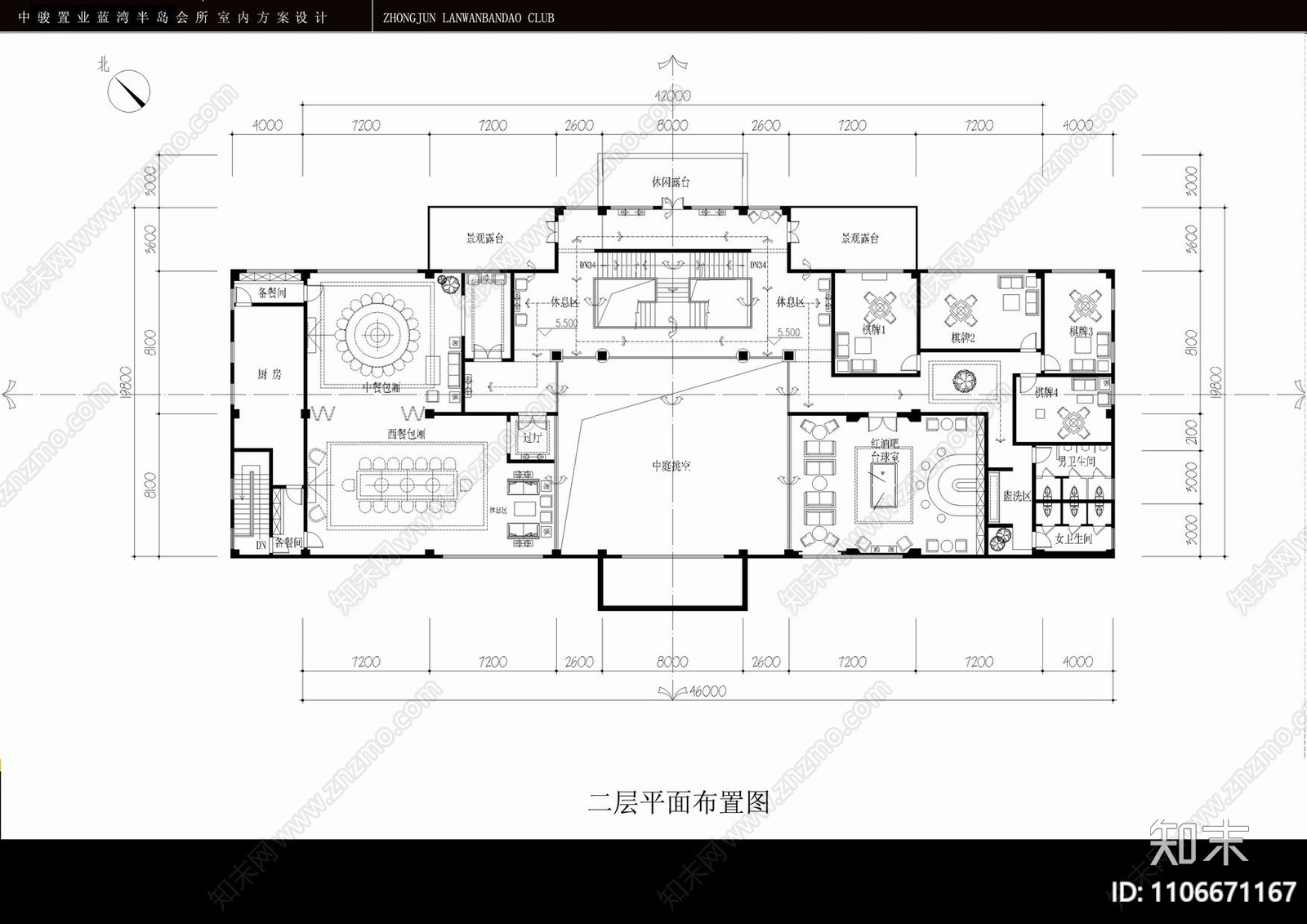 半岛会所cad施工图下载【ID:1106671167】