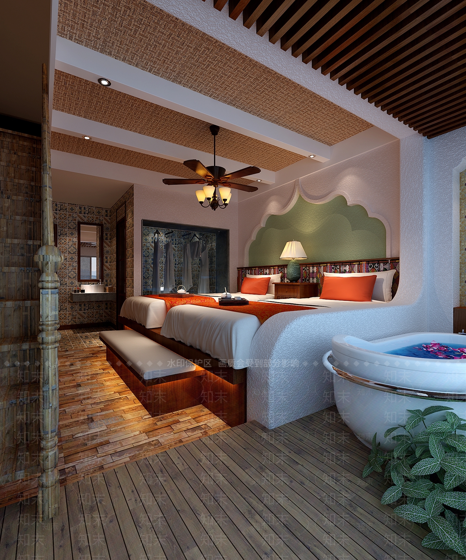 东南亚酒店客房3d模型下载