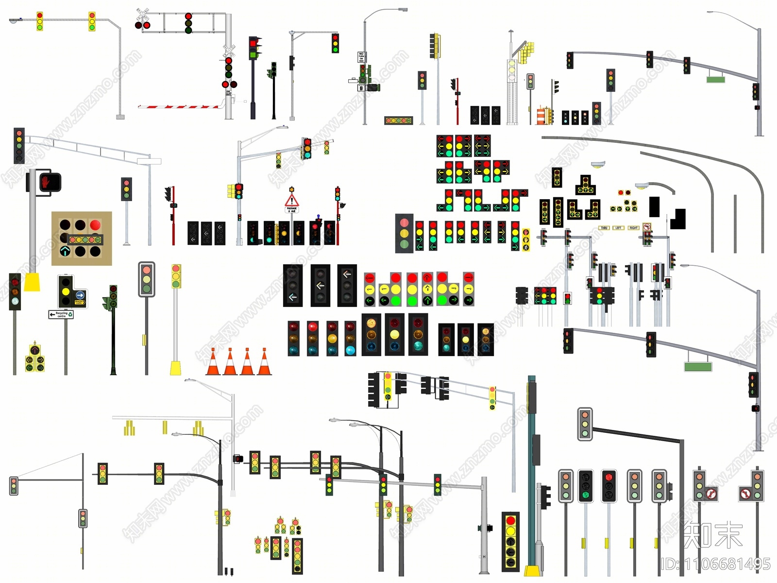 现代交通信号灯SU模型下载【ID:1106681495】