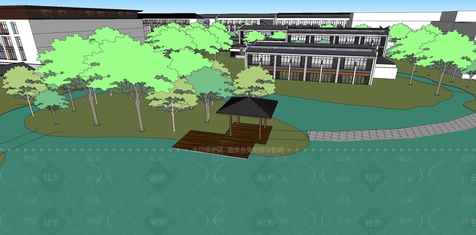 新中式医疗建筑SU模型下载【ID:1106688295】