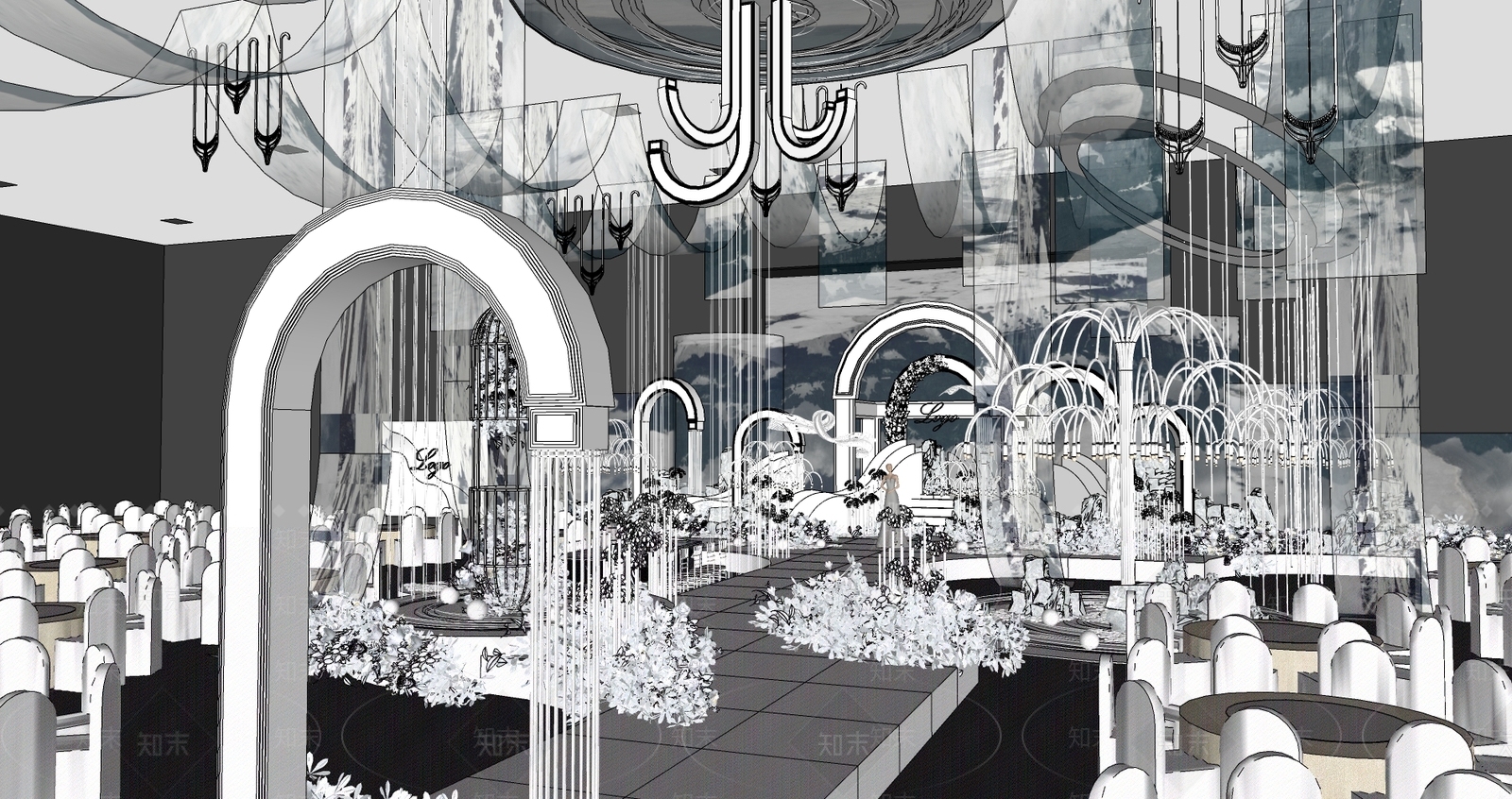 现代婚礼场景SU模型下载【ID:1106688822】