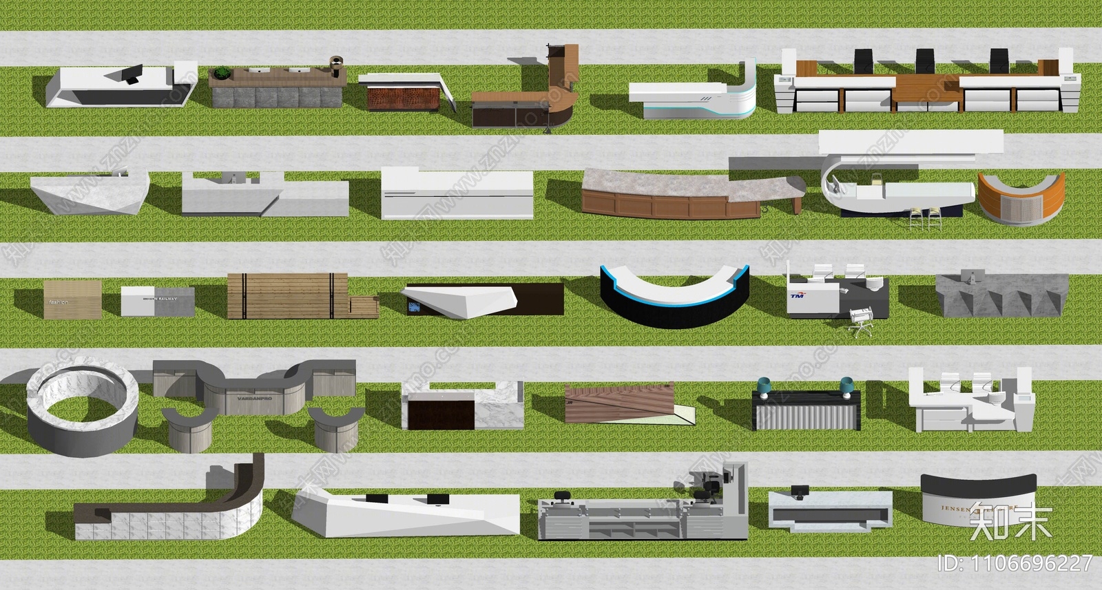 现代接待台SU模型下载【ID:1106696227】