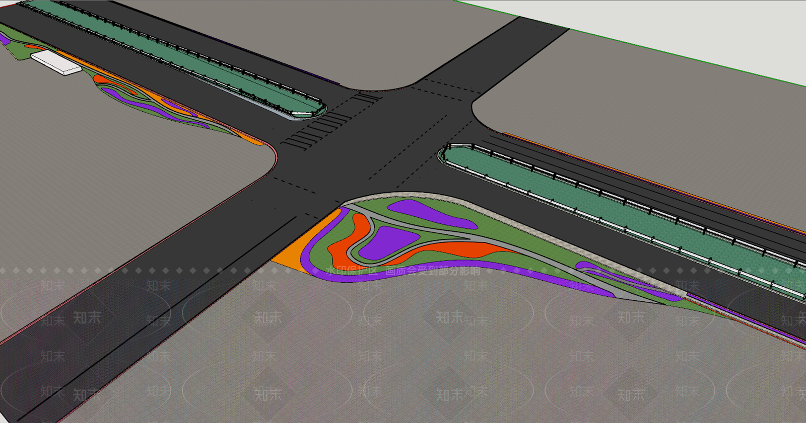 现代高速公路SU模型下载【ID:1106907257】