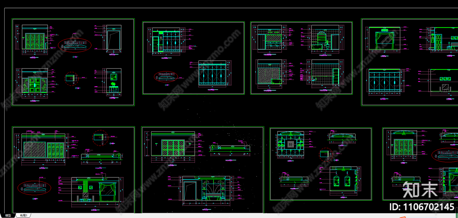 海景花园别墅装修图施工图下载【ID:1106702145】