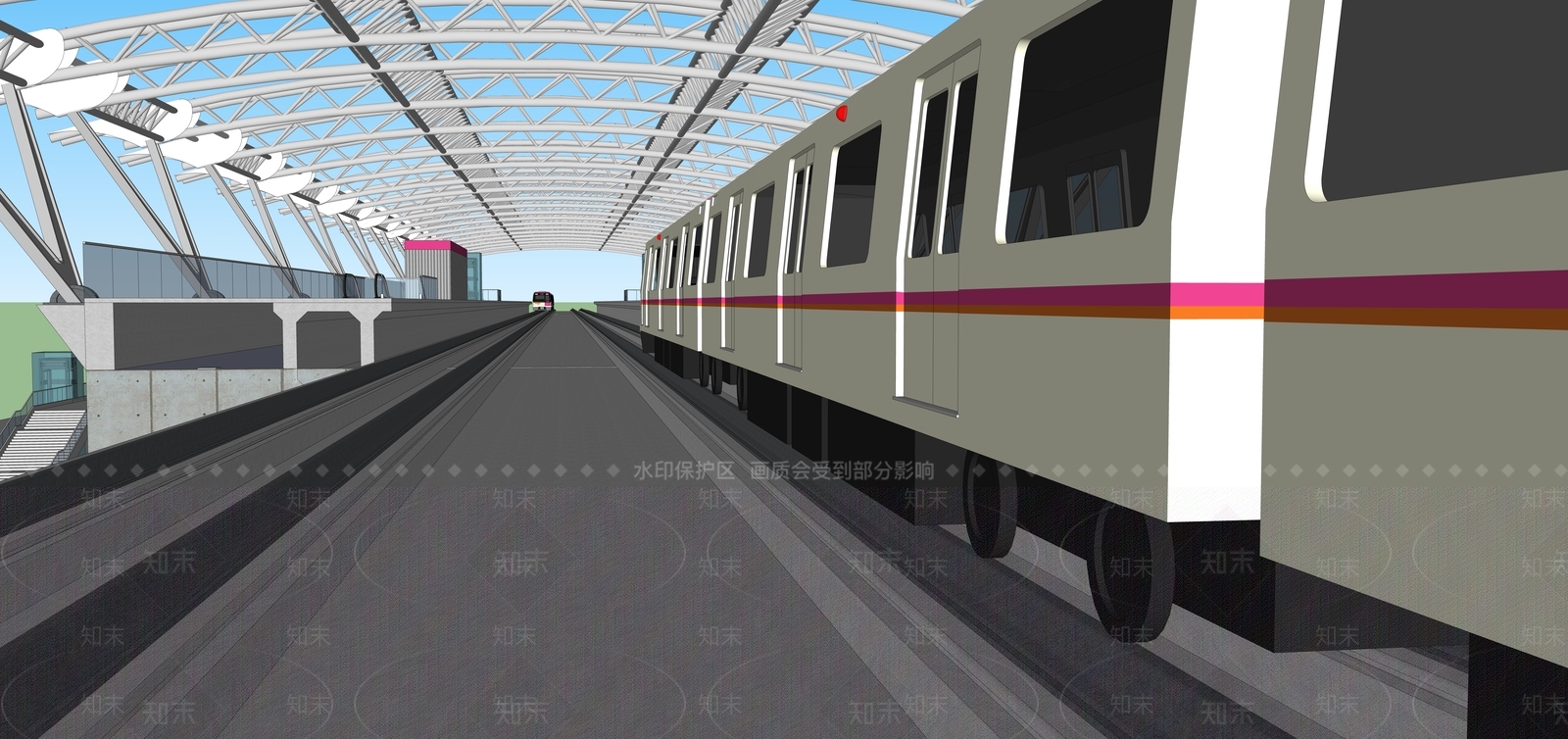 现代高铁轻轨站SU模型下载【ID:1106708682】