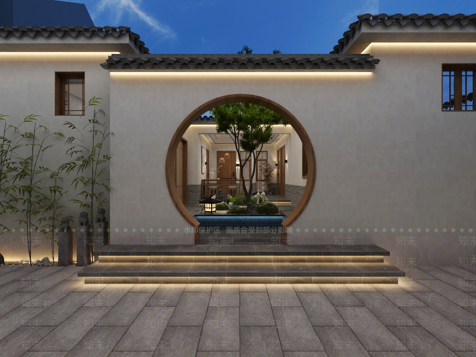 新中式民宿庭院3D模型下载【ID:1106711720】