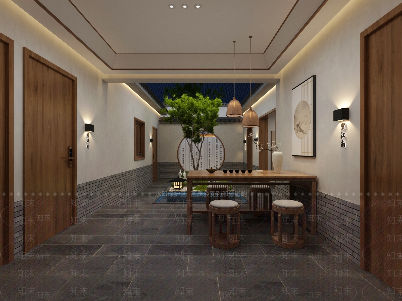 新中式民宿庭院3D模型下载【ID:1106711720】