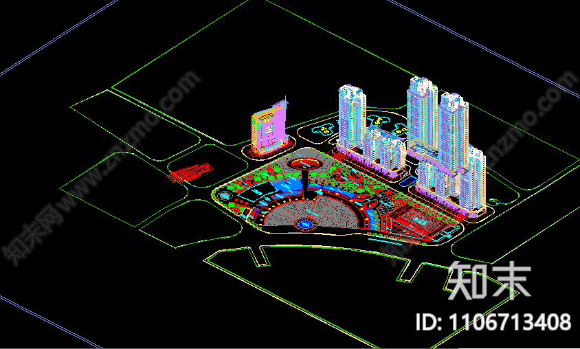 小区CAD建模施工图下载【ID:1106713408】