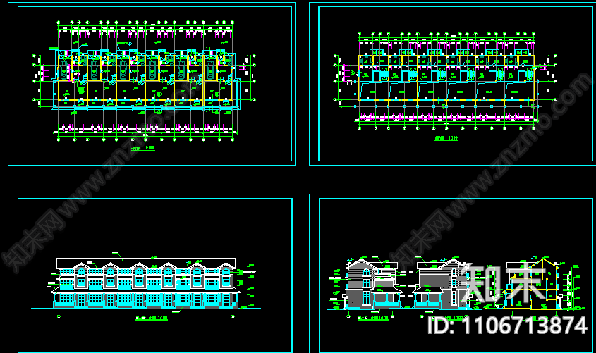 北京联排别墅cad图纸施工图下载【ID:1106713874】